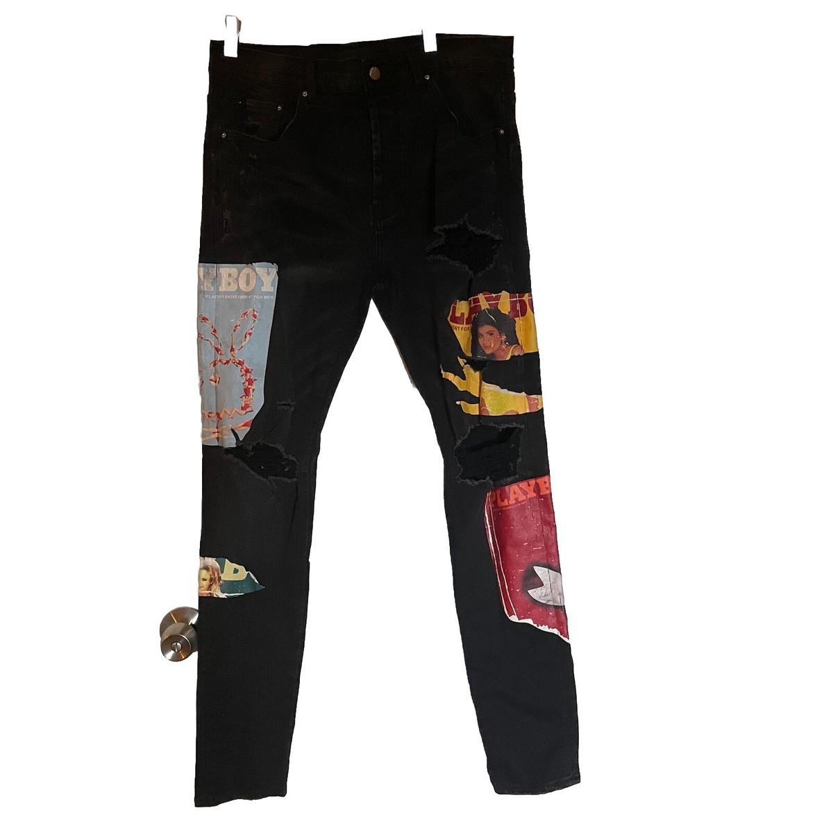 Amiri Mx1 Playboy Magazine Mens Skinny Jeans Aged Black