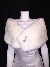 WHITE Faux Fur Stole Shawl Shrug Wrap Bridal Wedding
