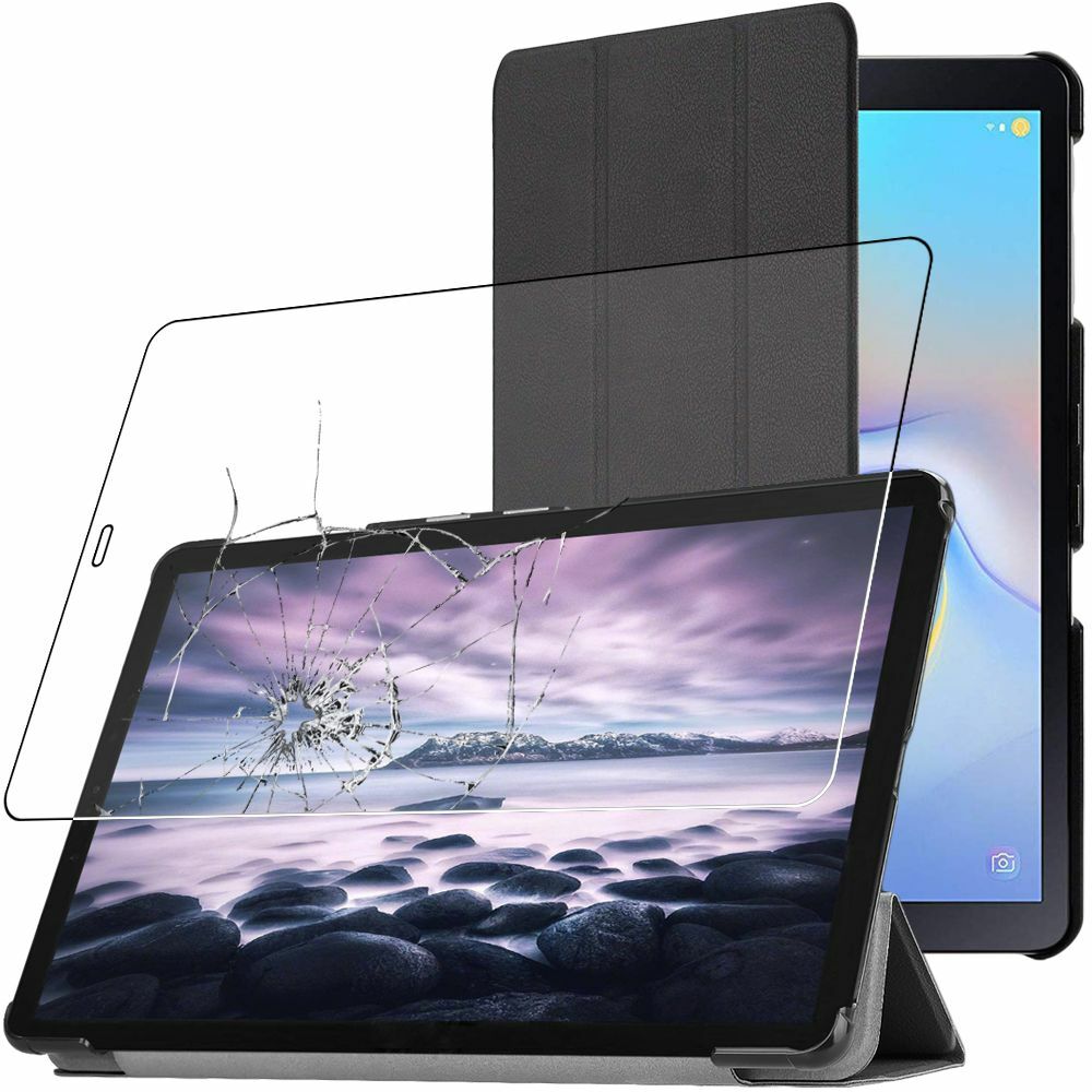 Housse pour Samsung Galaxy Tab A 10.5 2018 avec verre trempé noir