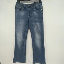 TK Axel Mens 30X30 Actual 32x28 Cotton Blende Blue Wolcott Boot Cut Denim Jeans