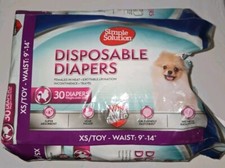 Dog Diapers Simple Solution Disposable Absorbent Female 9"-14" Waist XS 29 Ct