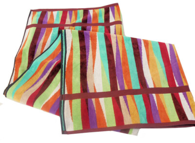 MISSONI HOME BATH SHEET VELOUR COTTON 40x59'' 100x150cm KNITTED STRIPES ROMY 159