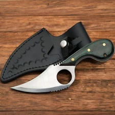 7" Tactical Full Tang Fixed Blade Hunting Skinner Knife Wood Handle + Sheath