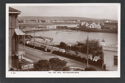 Postcard Weston Super Mare Somerset the Two Bays posted 1949 RP