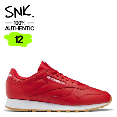 REEBOK CLASSIC LEATHER mens sneakers GY3601 vector red footwear white US Size 12