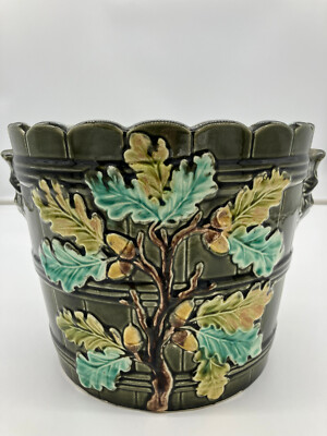 Art Nouveau Vase Cache Pot Barbotine Ceramic Gustave De Bruyn Lille