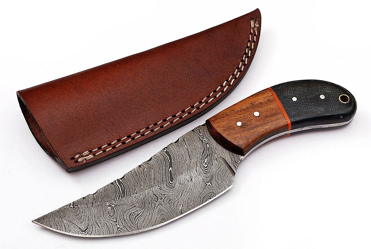 Custom Twist Damascus Steel Trailing Point Hunting/Skinner Knife Z14A Custom Twist Damascus Steel Trailing Point Hunting/Skinner Knife Z14A