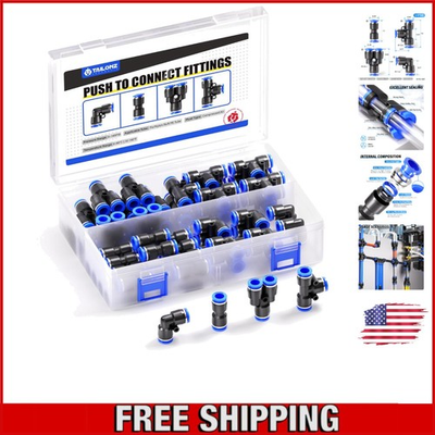 #ad Easy Install 40PC 1 4 Inch Push to Connect Fittings Set for High Pressure Use $24.69