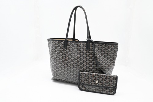 Authentic Goyard Saint Louis PM Tote Bag, Black PVC