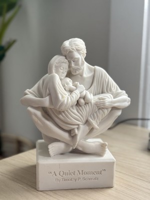 A Quiet Moment Holy Family White Resin Sculpture Statue by Timothy P Schmalz Vtg