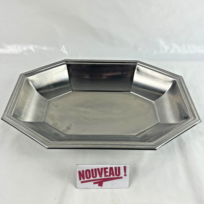  SCHÖNER GROSSER GEMÜSETELLER JEAN COUZON GOLDSCHMIED aus Edelstahl/Metall Vintage aus Frankreich