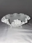 Fenton Hobnail White Milk Glass Ruffled 3-Footed 8" Bowl Dish Candy - Vintage