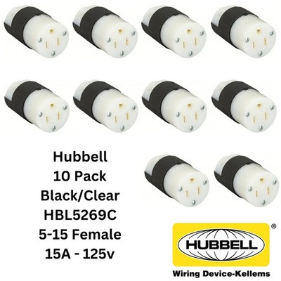 LOT 10x Hubbell HBL5269C AC Female Edison NEMA 5-15R Receptacle 15A 125V CL/BK