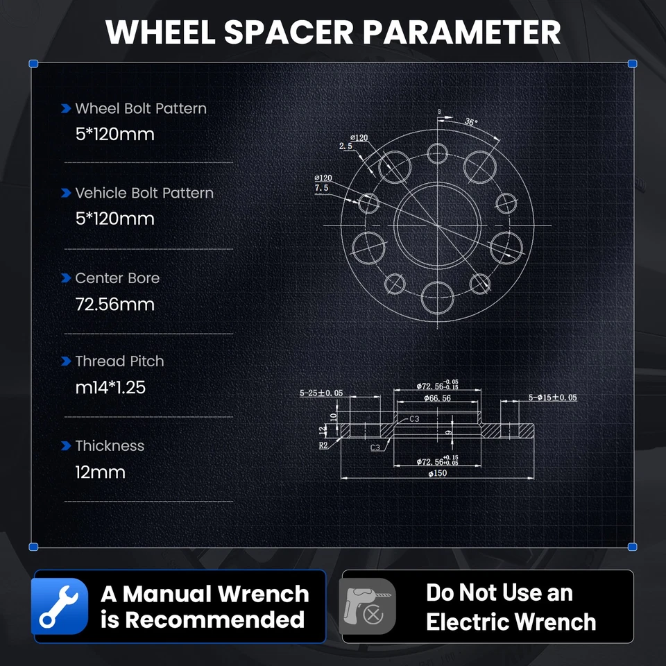 4PCS 12mm 5x120 Wheel Spacers HubCentric 14x1.25 For 2017-2019 BMW 440i xDrive Foto 2 de 4