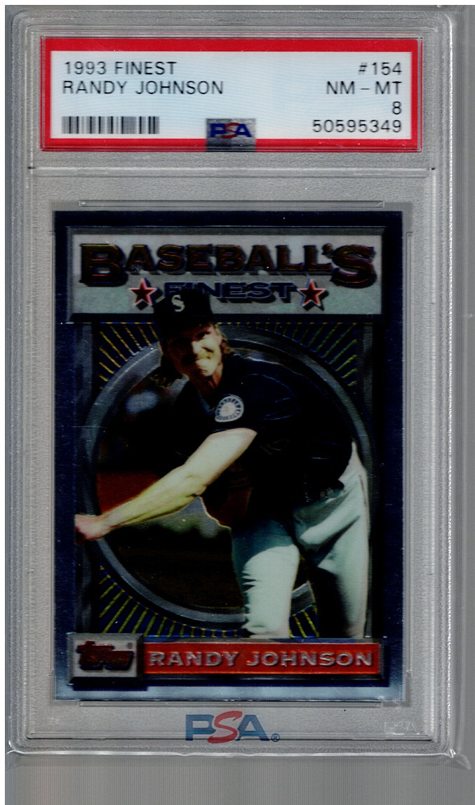 #154  RANDY  JOHNSON  1993 topps  FINEST  PSA 8