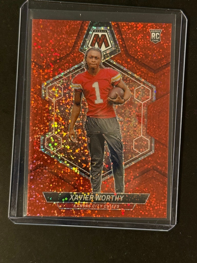 2024 Panini Mosaic Rookie Xavier Worthy #328 Red Sparkle Prizm (RC) SSP Chiefs