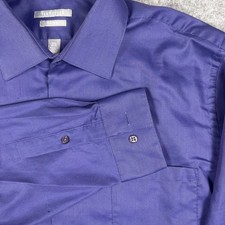 Van Heusen Purple Pique Dress Shirt Mens 16.5 32/33 Wrinkle Free Long Sleeve