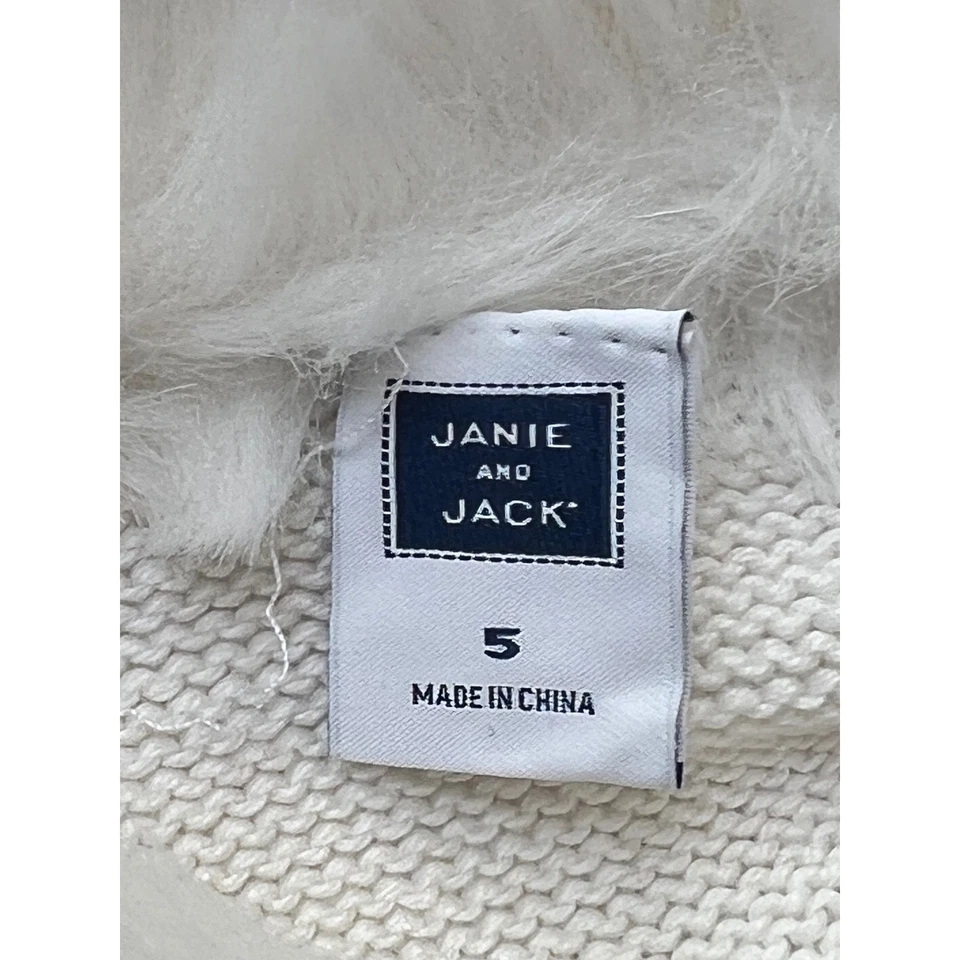 Детский свитер Janie and Jack с воротником из искусственного меха Fair Isle снежинка размер 5 - Изображение 3 из 4