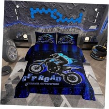 Dirt Bike Comforter Set Size Racing Motocross Rider Comforter Twin Black Blue