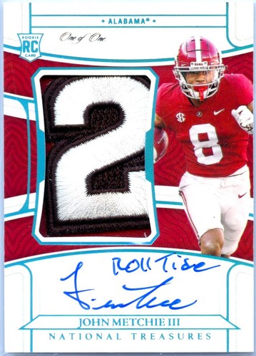 JOHN METCHIE 2022 NATIONAL TREASURES COLLEGIATE PLATINUM ROOKIE PATCH AUTO 1/1