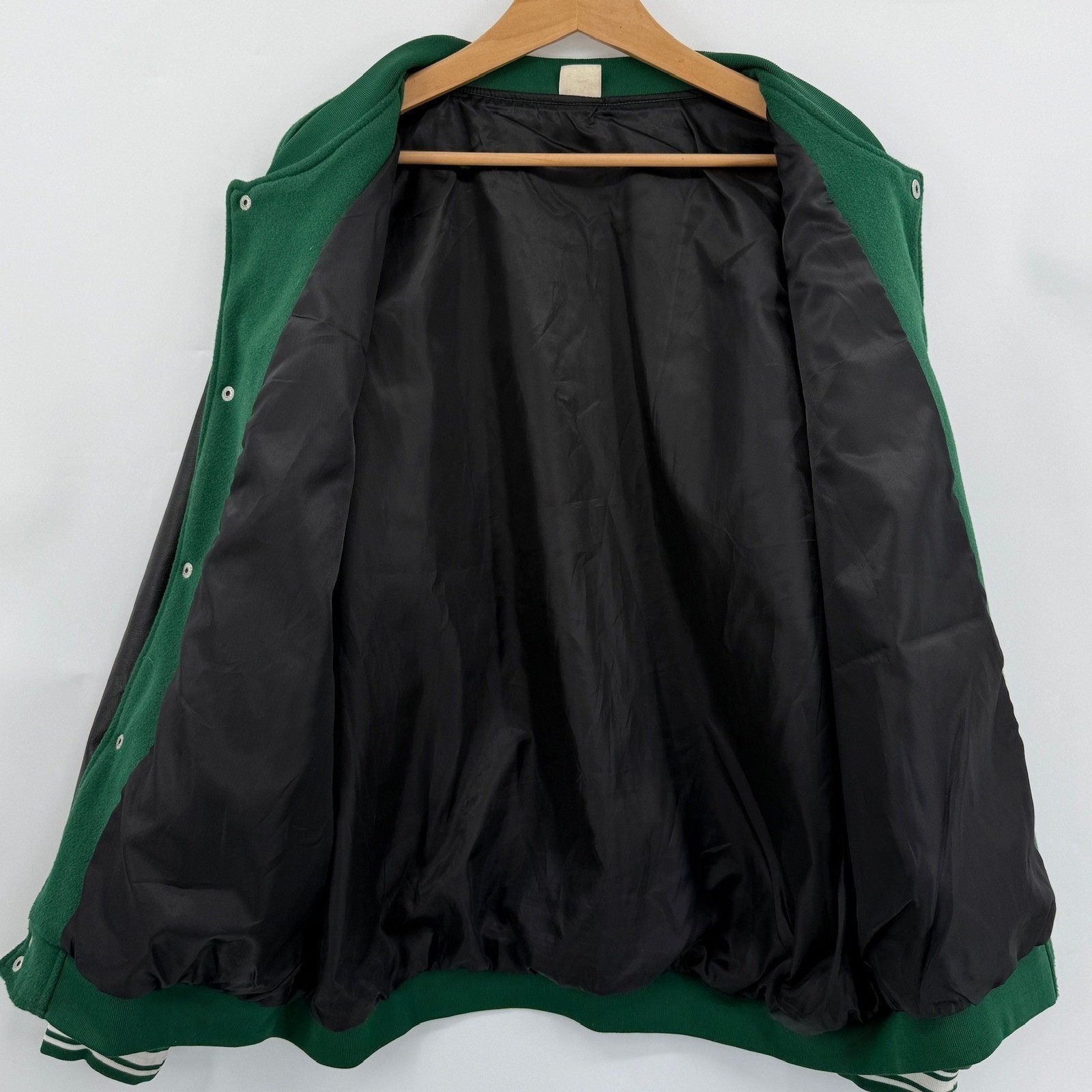 Green Varsity Jacket XL Bone Patchwork Letterman … - image 4