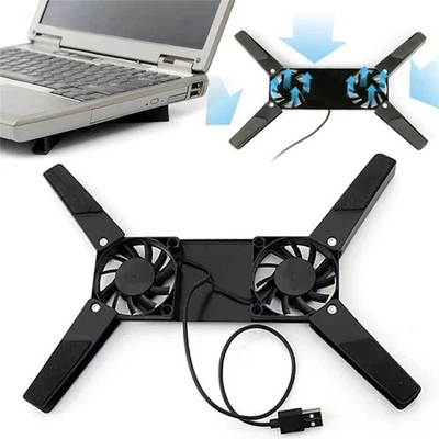 Laptop Cooling Pad USB Powered Cooler Stand Dual Fan Adjustable Bracket For 7-15 - Image 1 of 4