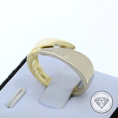 Wert 1.350,- Original CHRIST Solitär Brillant Ring 585 / 14 Kt Gold bicolor xxyy
