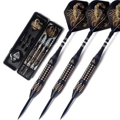 CUESOUL Black Scorpion 24g 90% Tungsten Steel Tip Darts Set   Black Titanium Coa