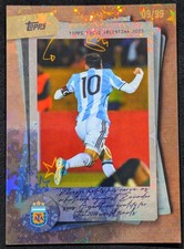Lionel Messi 2025 Topps Focus Argentina Moments In Time Refractor 9/99 #45