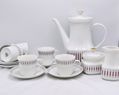 Vintage TK Thun Czechoslovakia  15 Piece Coffee Set with Coffee Pot