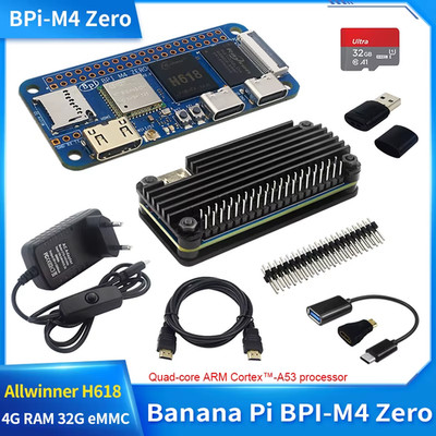 Banana Pi BPI-M4 Zero 4/2G LPDDR4 RAM 32/8G eMMC Allwinner H618 Quad-core Cortex