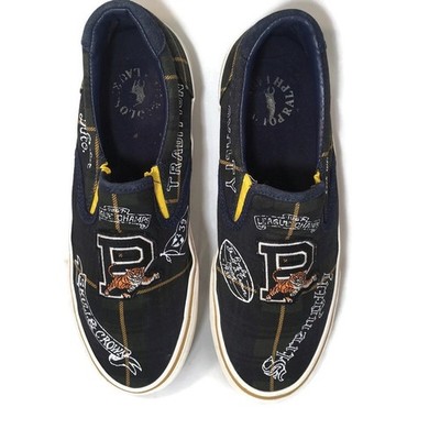 Polo Ralph Lauren Thompson III Mens Size 9.5 Tiger Patch Rugby Slip On Shoes