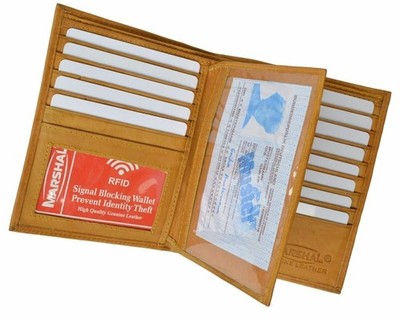 RFID Blocking Bifold Hipster Multi Credit Card ID Holder Leather Tan Wallet New
