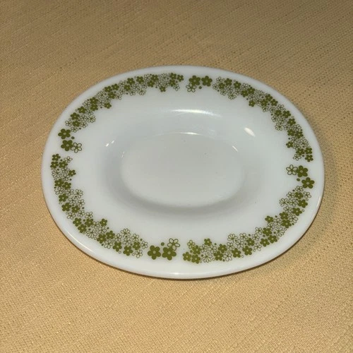VTG PYREX Corning Gravy Boat UNDER PLATE ONLY 77-U Spring Blossom Crazy Daisy