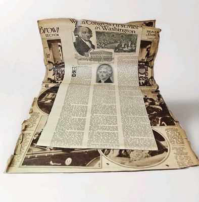 1933 Seattle Sunday FDR Inauguration Newspaper Page Roosevelt Hoover