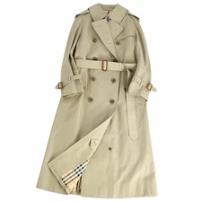 Burberry Vintage Burberrys Coat Trench 100% Cotton Check Back Used MOLO-0