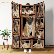 Mastiff Dog Lover Fleece Blanket Rustic Wood Style Cozy Pet Soft Throw Gift