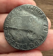 PHILIP AND MARY (1554-1558). SILVER SHILLING. DATED 1555.