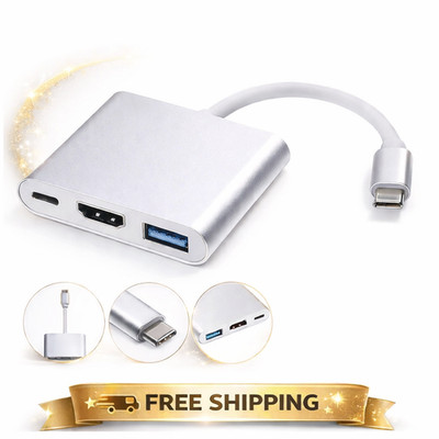 3in1 Typ C USB-C auf HDMI 4K HD Powered Adapter USB 3.0 HUB Kabel Macbook Huawei