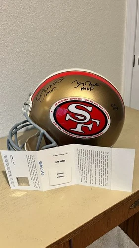 Joe Montana And Jerry Rice Dual Signed MVP Full Size Helmet # 15 / 149