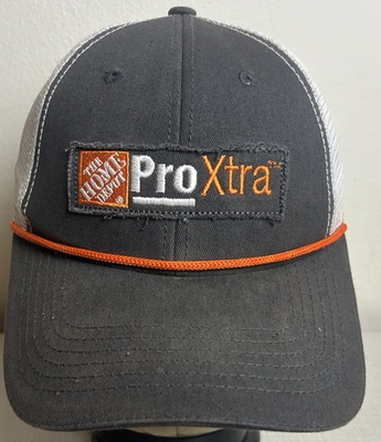 #ad Home Depot Pro Xtra Trucker Hat Gray Mesh Back Orange Patch Adjustable SnapBack $9.99