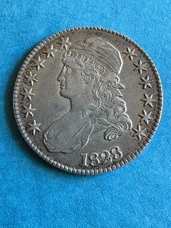 1828 bust half dollar; O. 120 R. 2; XF ; nice attractive coin w/luster on rev