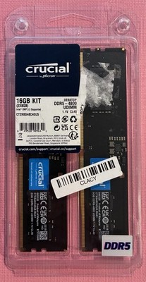Crucial by Micron DDR5 16GB (2x8GB) 4800 MHz Desktop Memory PC5-38400 UDIMM