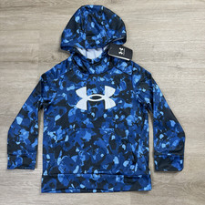 Under Armour Logo Blue Camo Pullover Hoodie Lightweight Boys Youth Size XS NWT