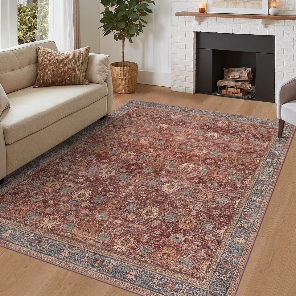 8X10 Area Rugs Machine Washable Rugs for Living Room, Vintage Boho ...