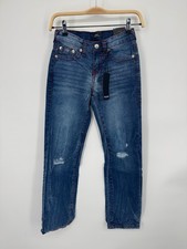 NWT True Religion Ricky SN Chain Stitch Jeans Boys 12 Lagoon Blue Distressed