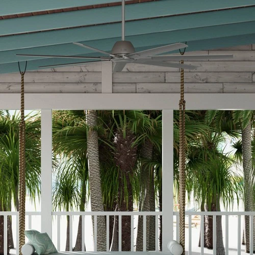 72" Hunter Downtown Matte Silver Outdoor Ceiling Fan with Wall Control - Picture 6 of 8