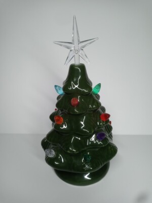   Ceramic Molded Green Christmas Tree Unbranded 10  Inches  