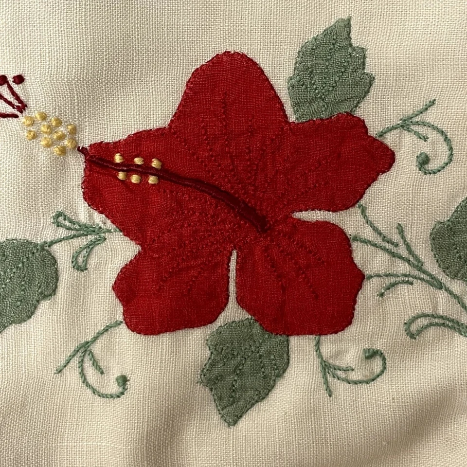 Bolso de Mano Flor Hibisco Bordado HA&E Smith Años 50 Mango de Madera Floral Cartera Foto 4 de 4