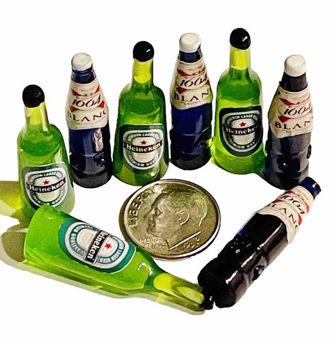 Barbi Dollhouse Miniature Drinks Mini Beer Bottles Alcohol Liquor Lot 👻🧲 6pc - Picture 10 of 12